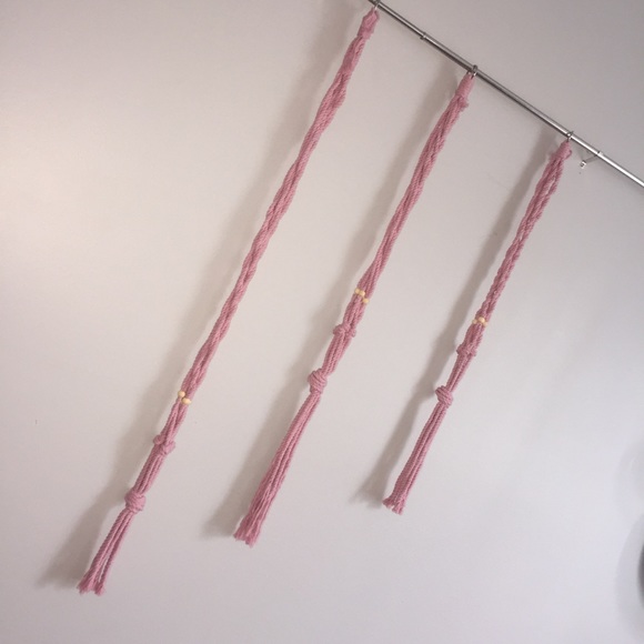 Macrame Succulent Plant Vase Wall Hanging PINK Set of THREE Self made Homemade - Picture 8 of 8